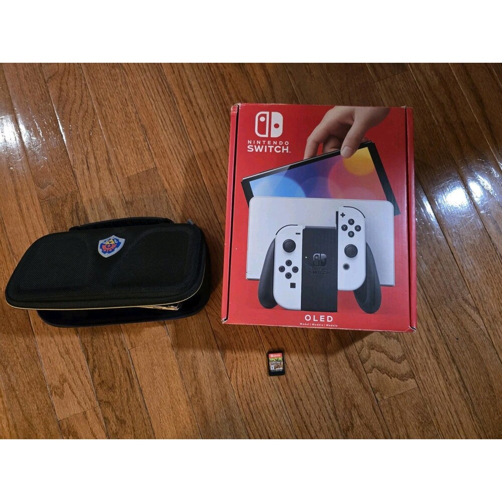 Nintendo Switch OLED Model HEG-001 Handheld Console - 64GB - White + Minecraft